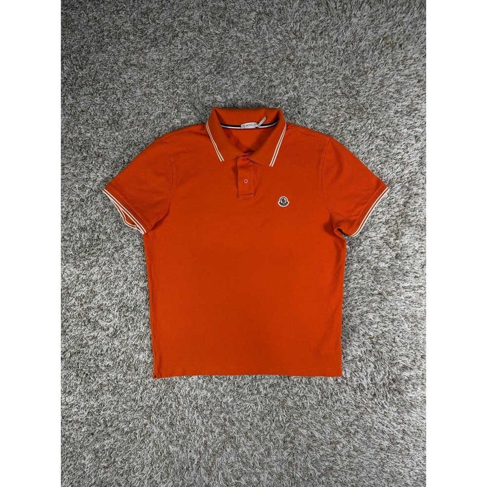 Moncler Classic Logo Orange Polo Shirt Men's Size Medium